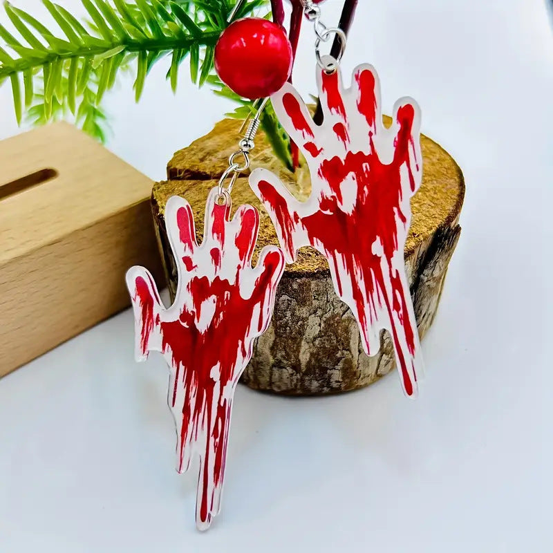 Creative Halloween Bleeding Palm Dangle Earrings