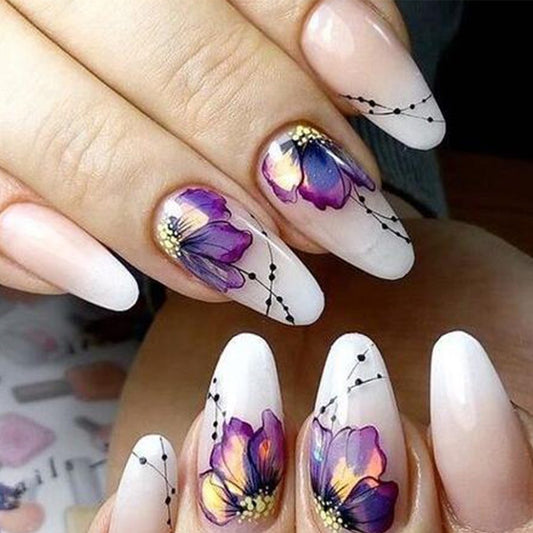 Butterfly Flower Nail Art Water Transfer Tattoo