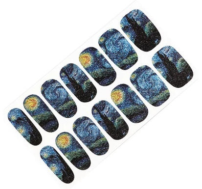 Full Cover Gel Nail Strips | Starry Night Design