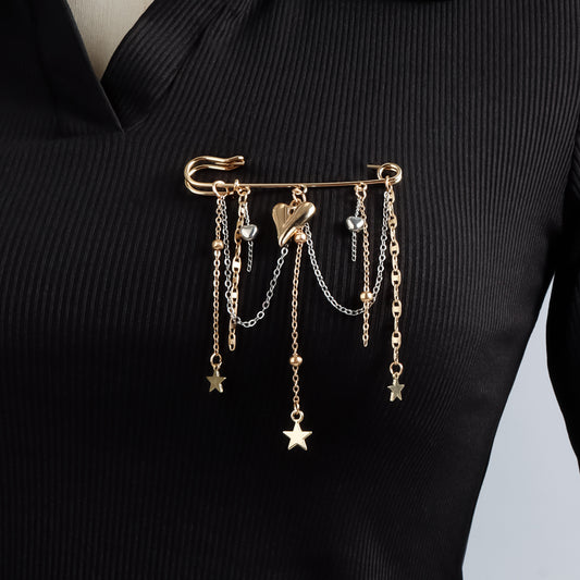 Love Moon Bear Flower Element Brooch Pin for Clothing Suit