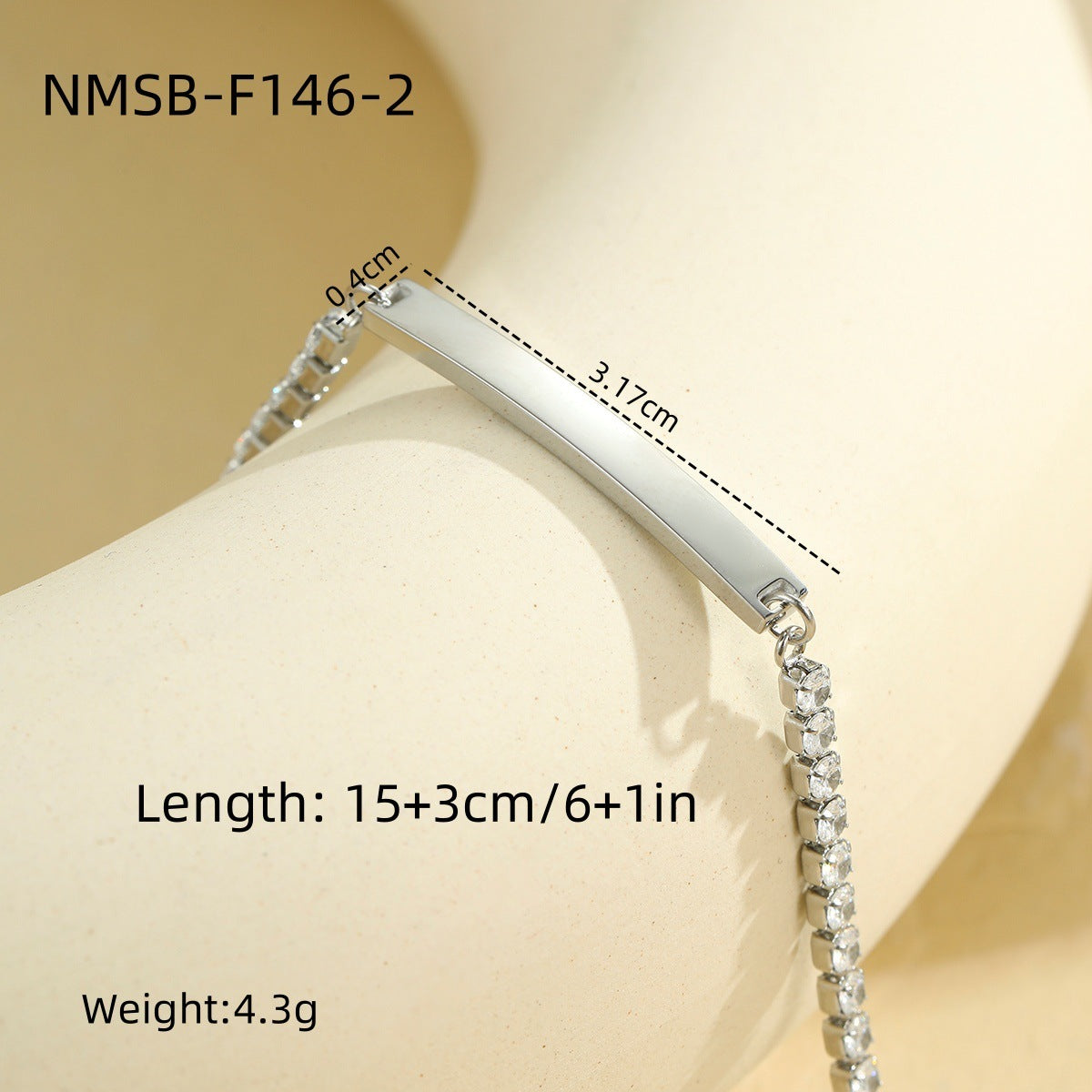 Diamond-Embedded Lettering Charm Bracelet