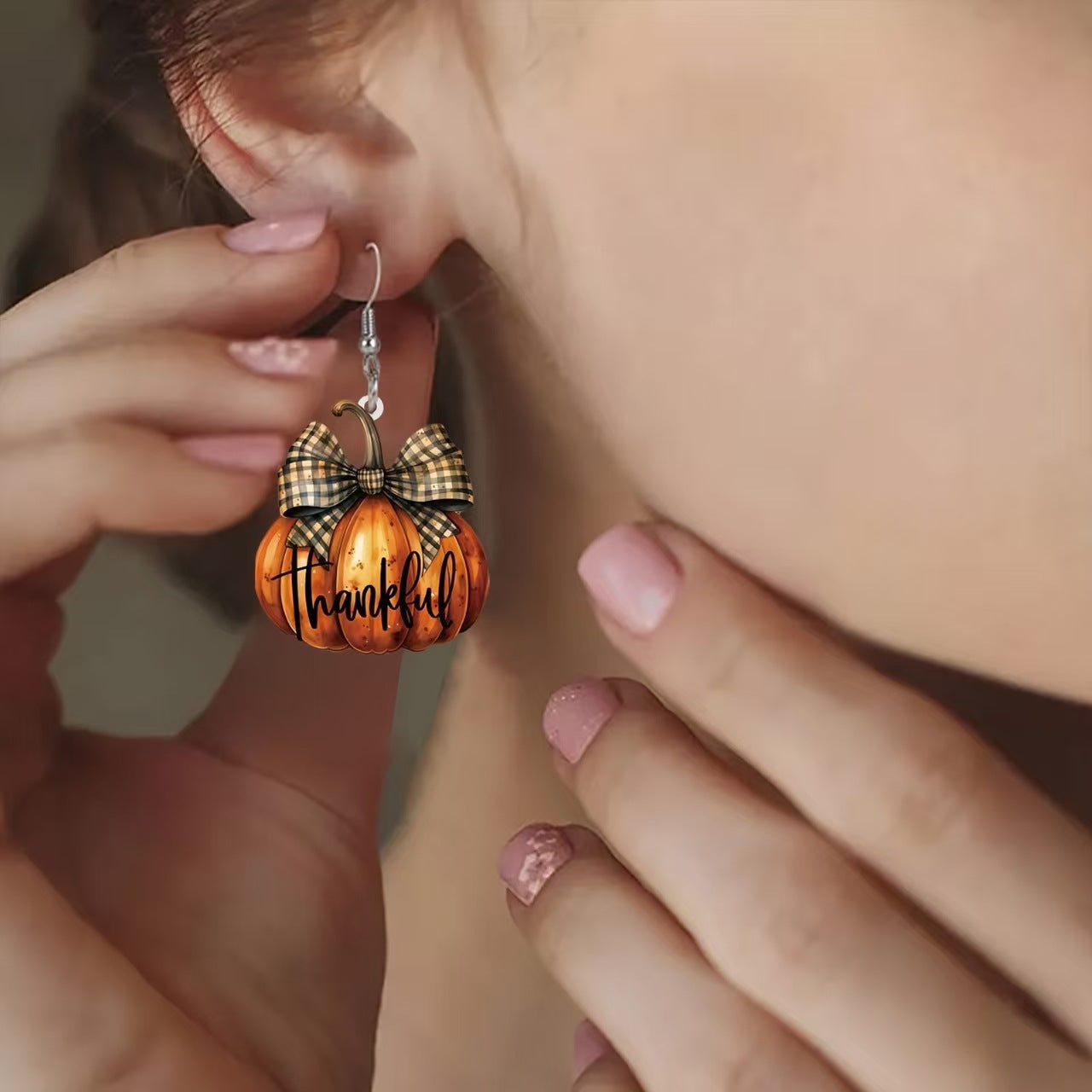 Cute & Creative Acrylic Pumpkin Charm Earrings