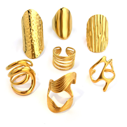 Simple Glossy Stainless Steel 18K Gold Plated Ring