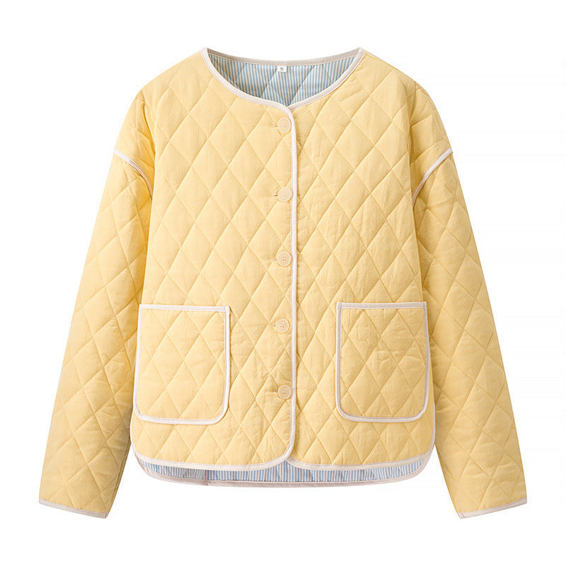 Casual Loose Diamond Pattern Padded Coat