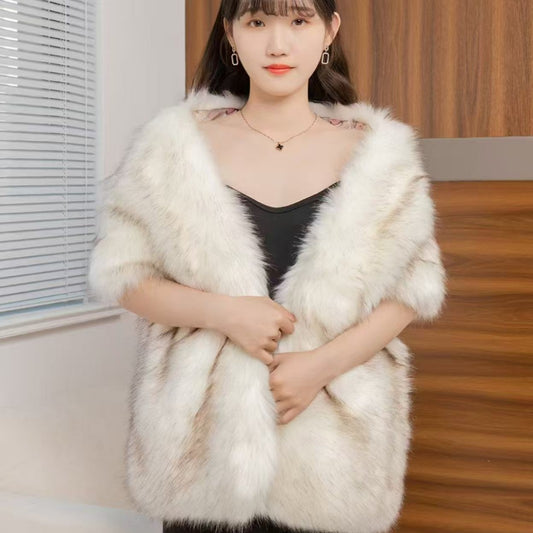 Women's Big Fur Collar Scarf Shawl Wrap