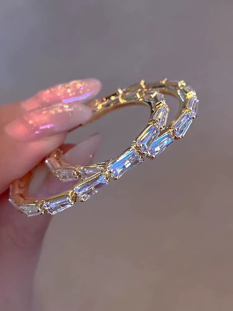 Advanced French Black & Crystal Hoop Earrings