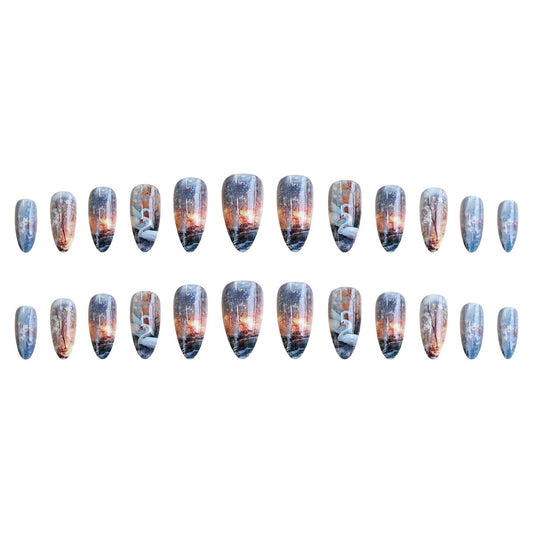 Swan Lake Dance Almond Press-On Fake Nails