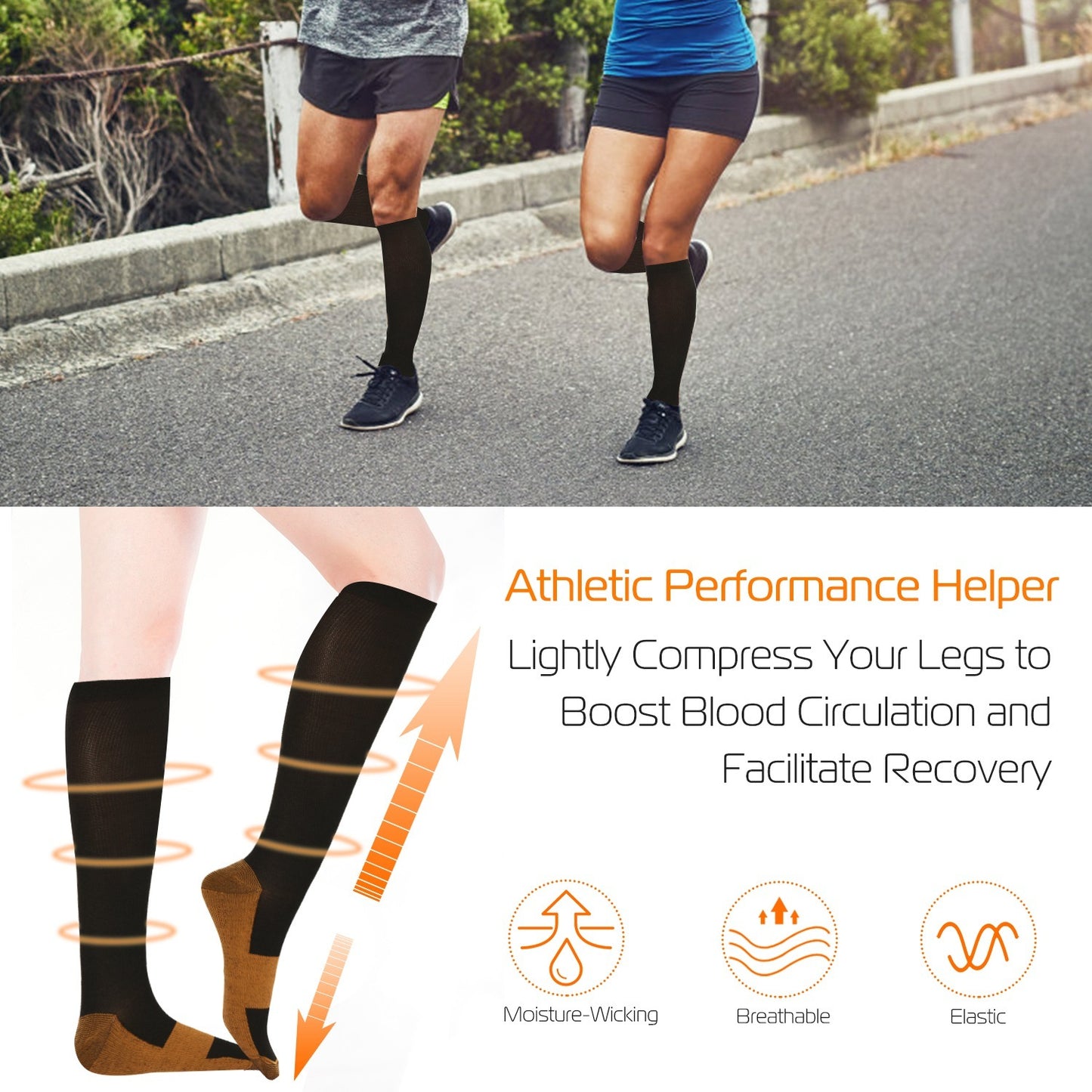 Durable Graduated Support Socks for Shin Splints & Edema