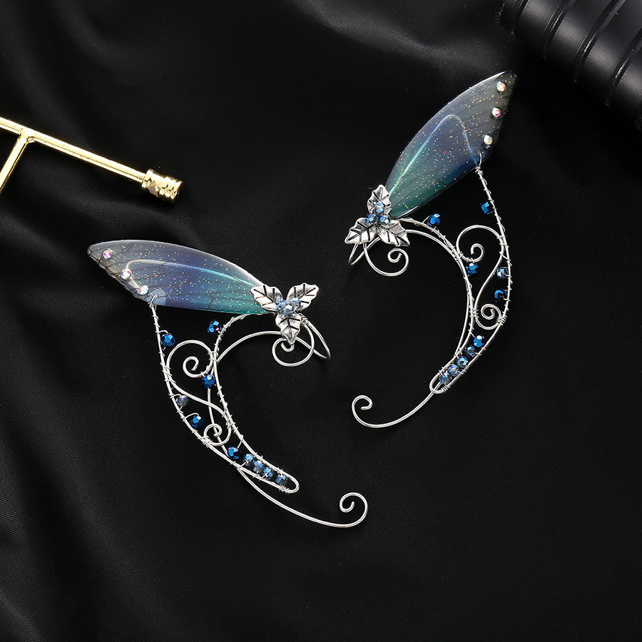 Elegant Women's Crystal Wing Non-Pierced Ear Cuff