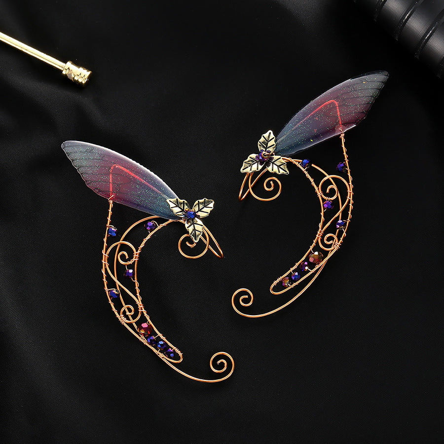 Elegant Women's Crystal Wing Non-Pierced Ear Cuff