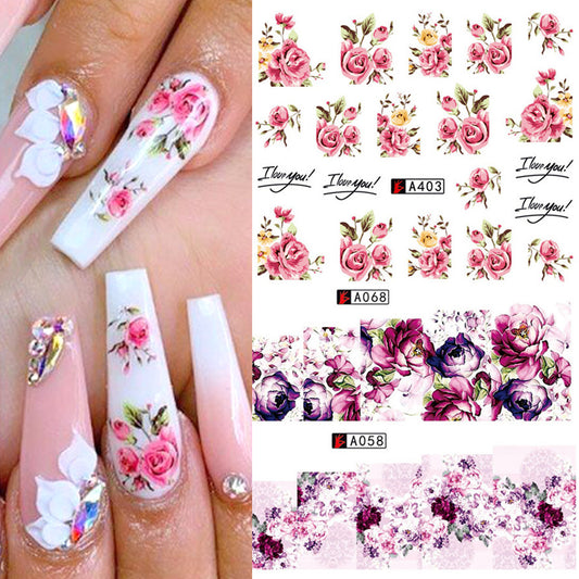 Red Flower Bowknot Nail Art Appliques