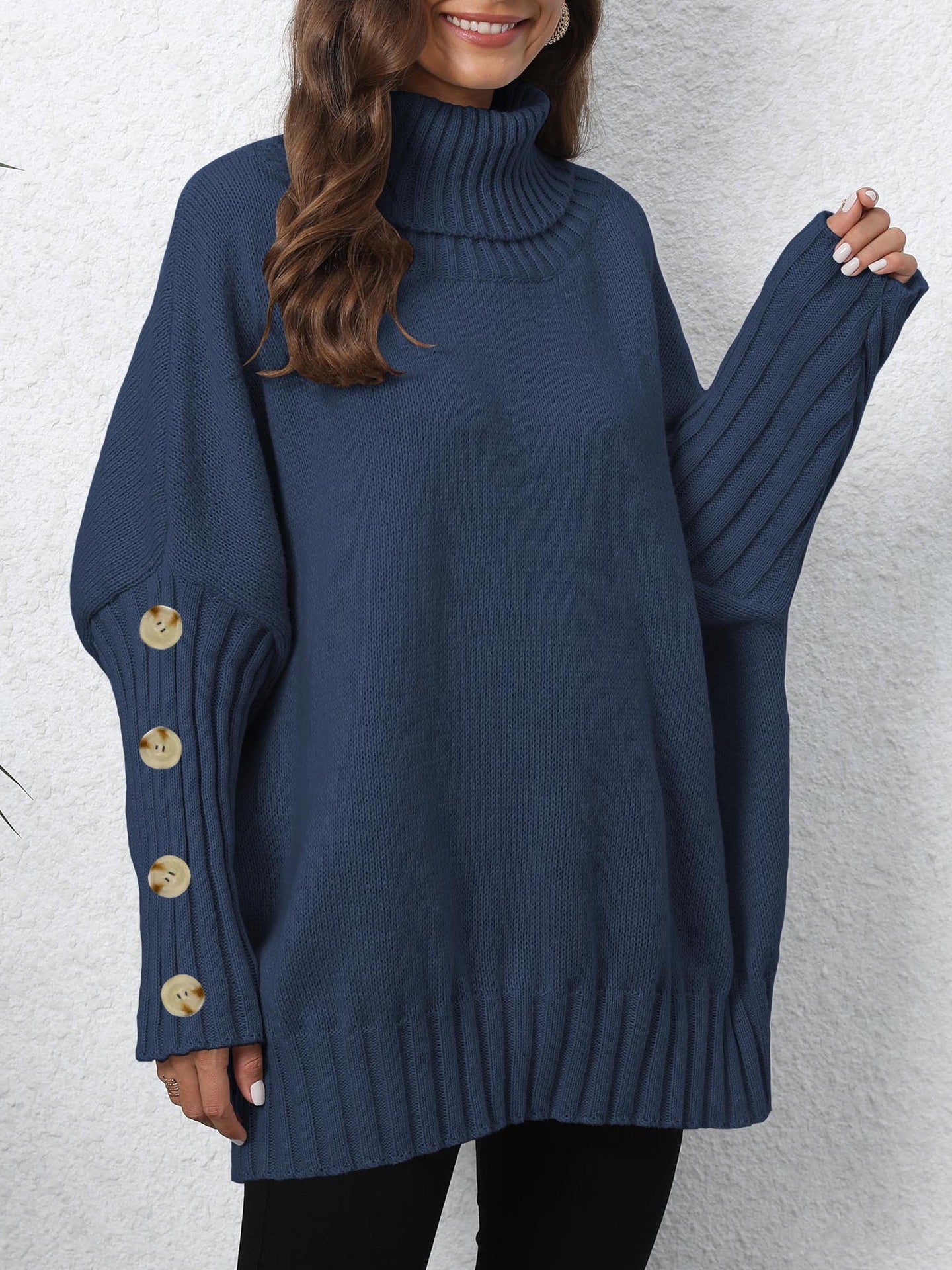 Women's Turtleneck Lapel Knit Pullover