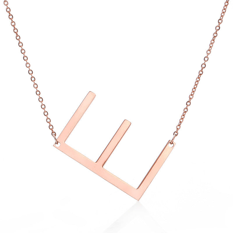 Rose Gold Plated Initial Letter Pendant Necklace