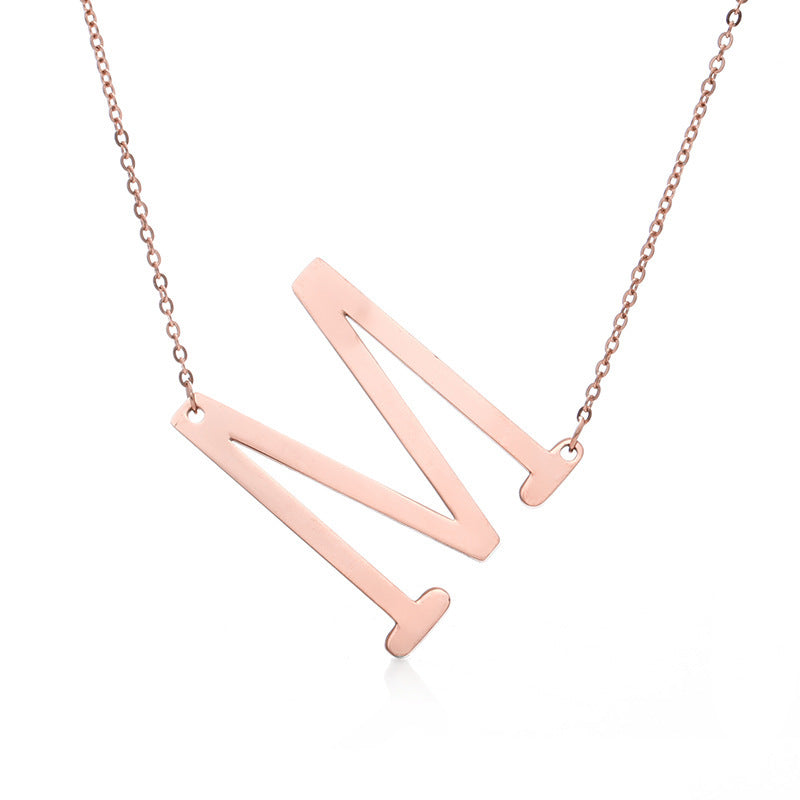 Rose Gold Plated Initial Letter Pendant Necklace