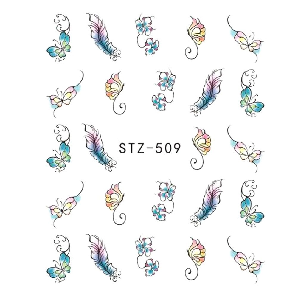 Butterfly Flower Nail Art Water Transfer Tattoo