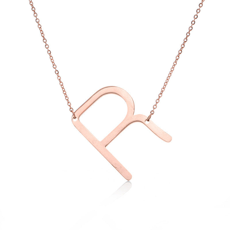 Rose Gold Plated Initial Letter Pendant Necklace