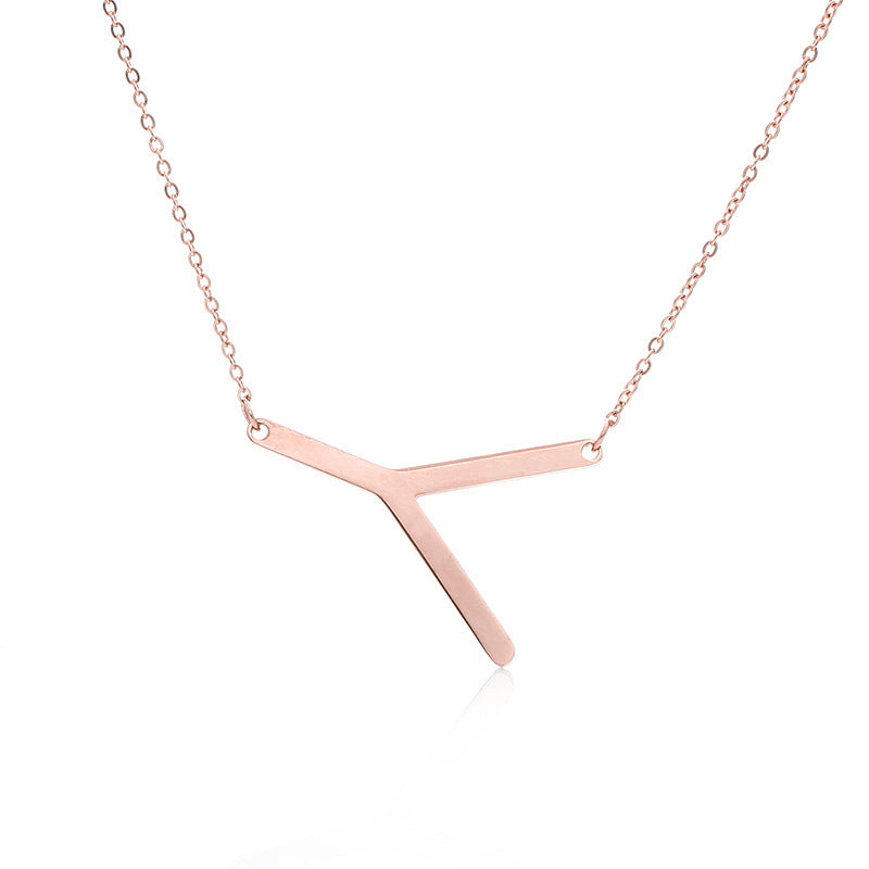 Rose Gold Plated Initial Letter Pendant Necklace
