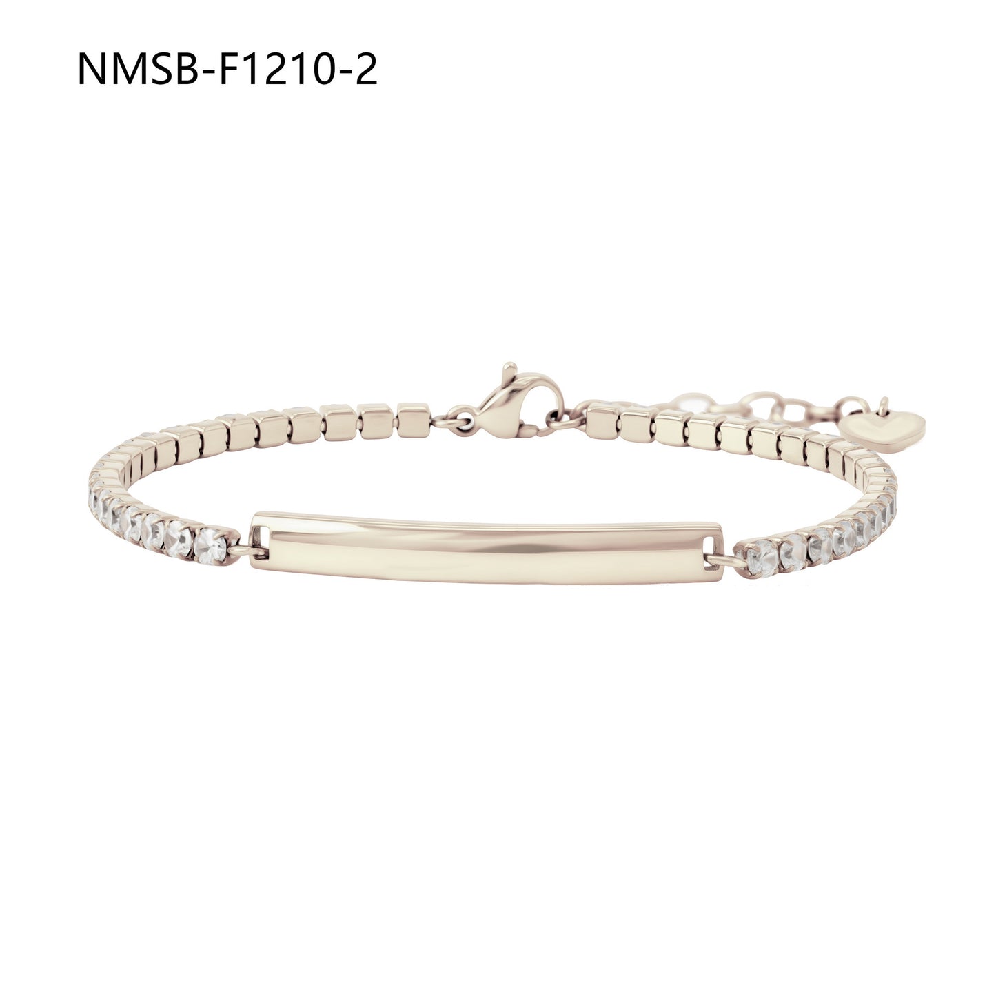 Diamond-Embedded Lettering Charm Bracelet