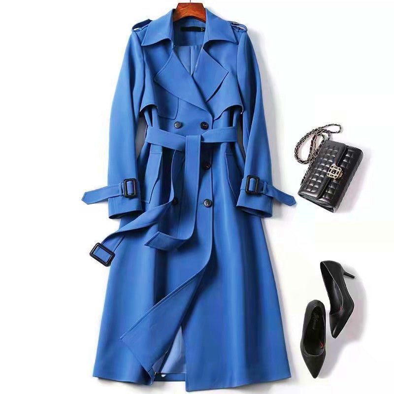 Women's Classic Solid Mid-Length Trench Coat