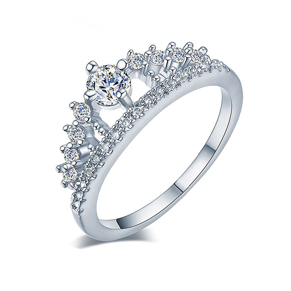 Women's Micro-Set Rhinestone Crown Ring