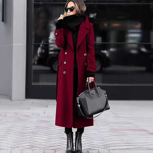 Women's Extended Length Thick Wool Coat