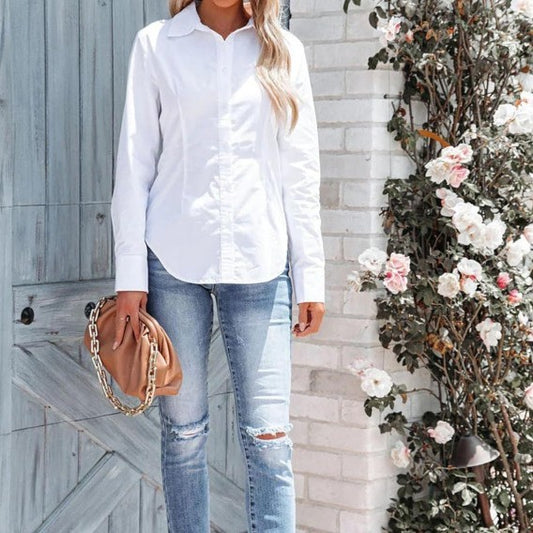 Pure Color Office Temperament Shirt Top