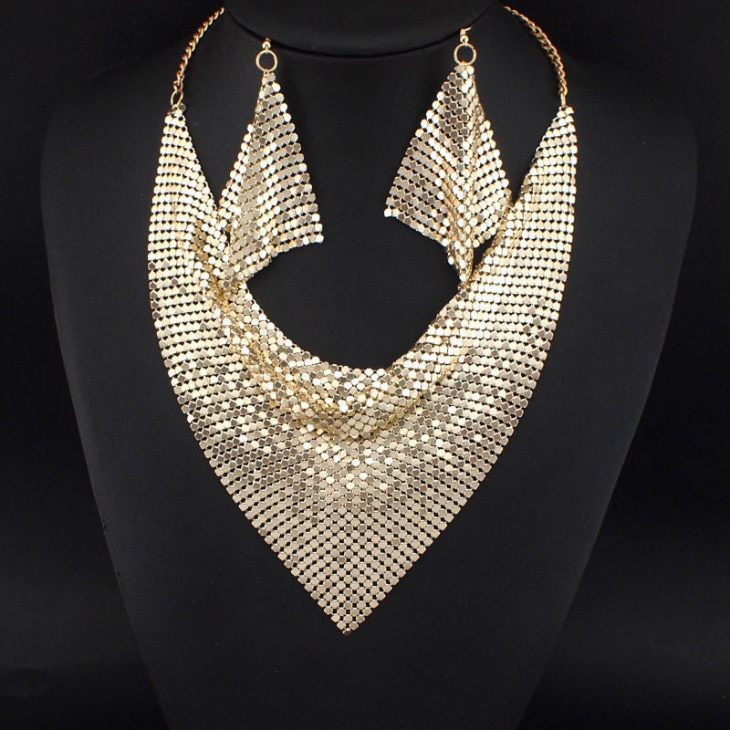 Fashion Scarf Design Statement Necklace & Earring Set