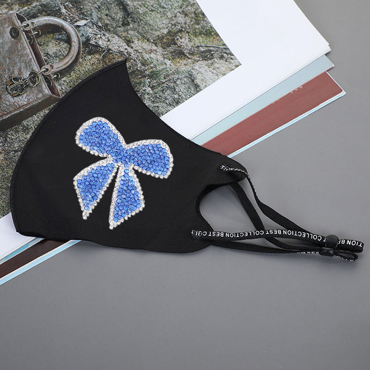 Rhinestone Smiley Butterfly Pattern Sun Block Face Mask