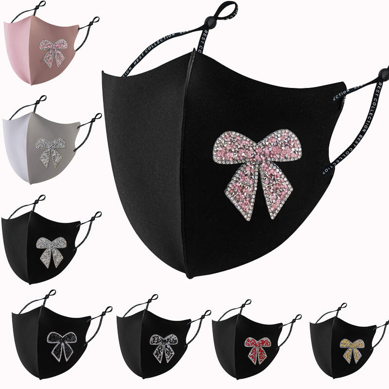 Shiny Diamond Bow Creative Cloth Face Mask