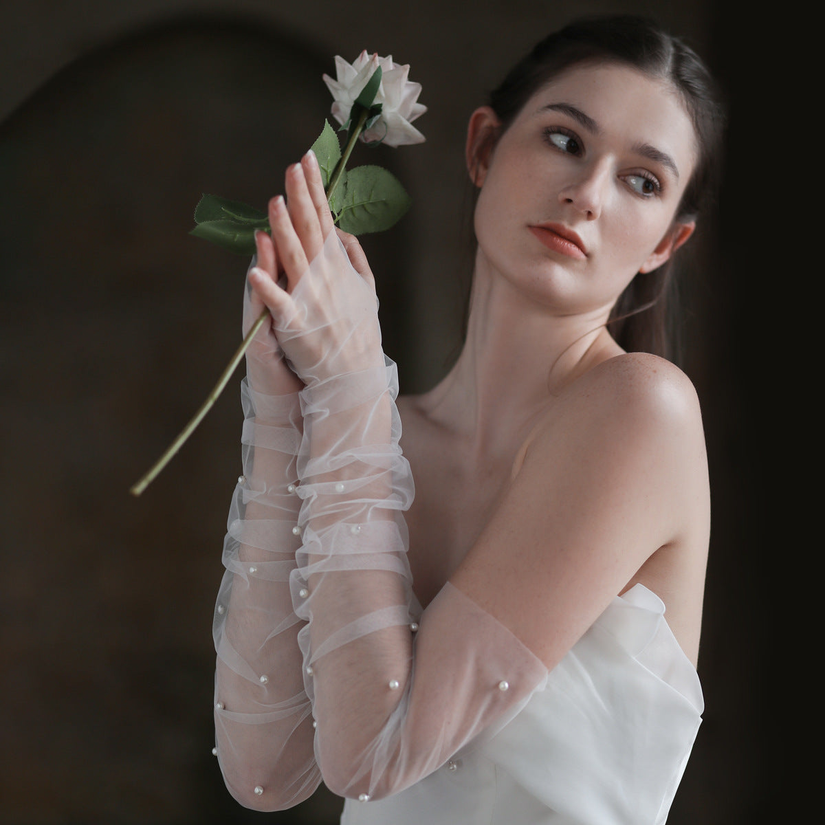 Elegant Long White Wedding Gloves for Brides