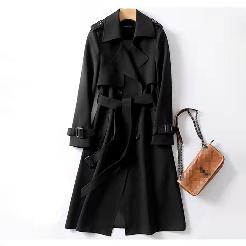 Women's Classic Solid Mid-Length Trench Coat
