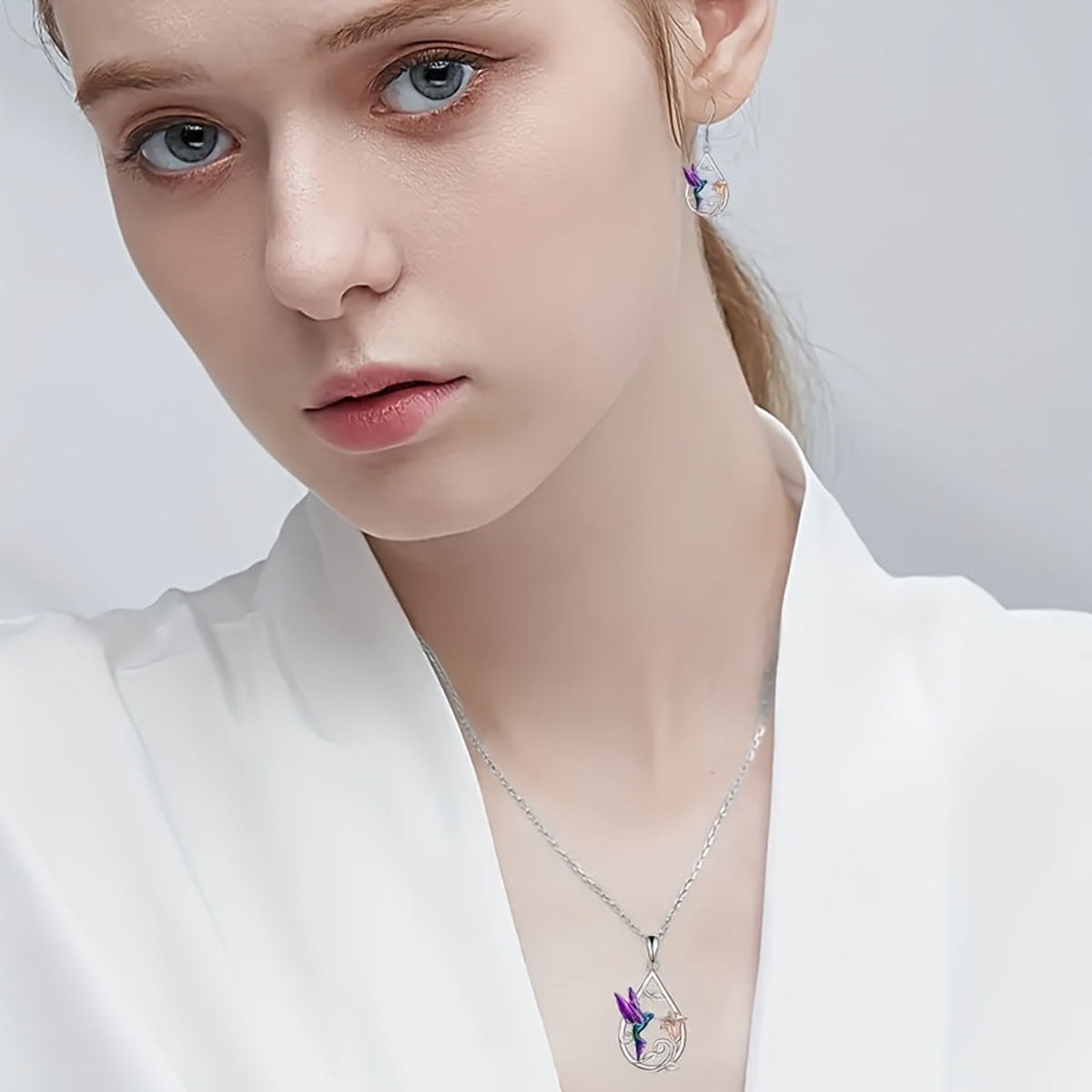 Hummingbird Dripping Oil Jewelry Set