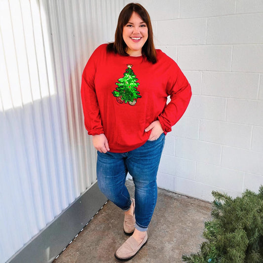 Casual Oversized Christmas Festival Sequin Sweatshirt