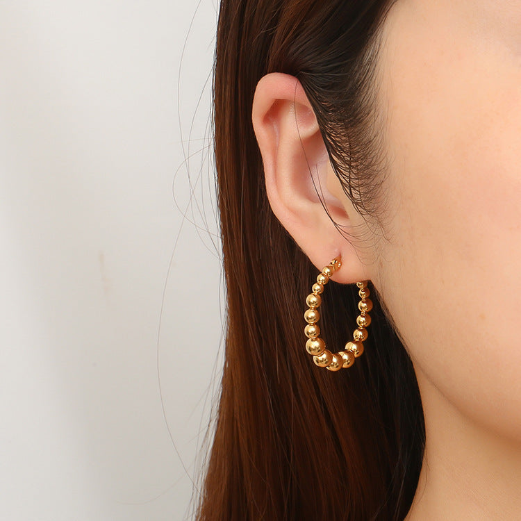 Stainless Steel Ball Bead Stud Earrings