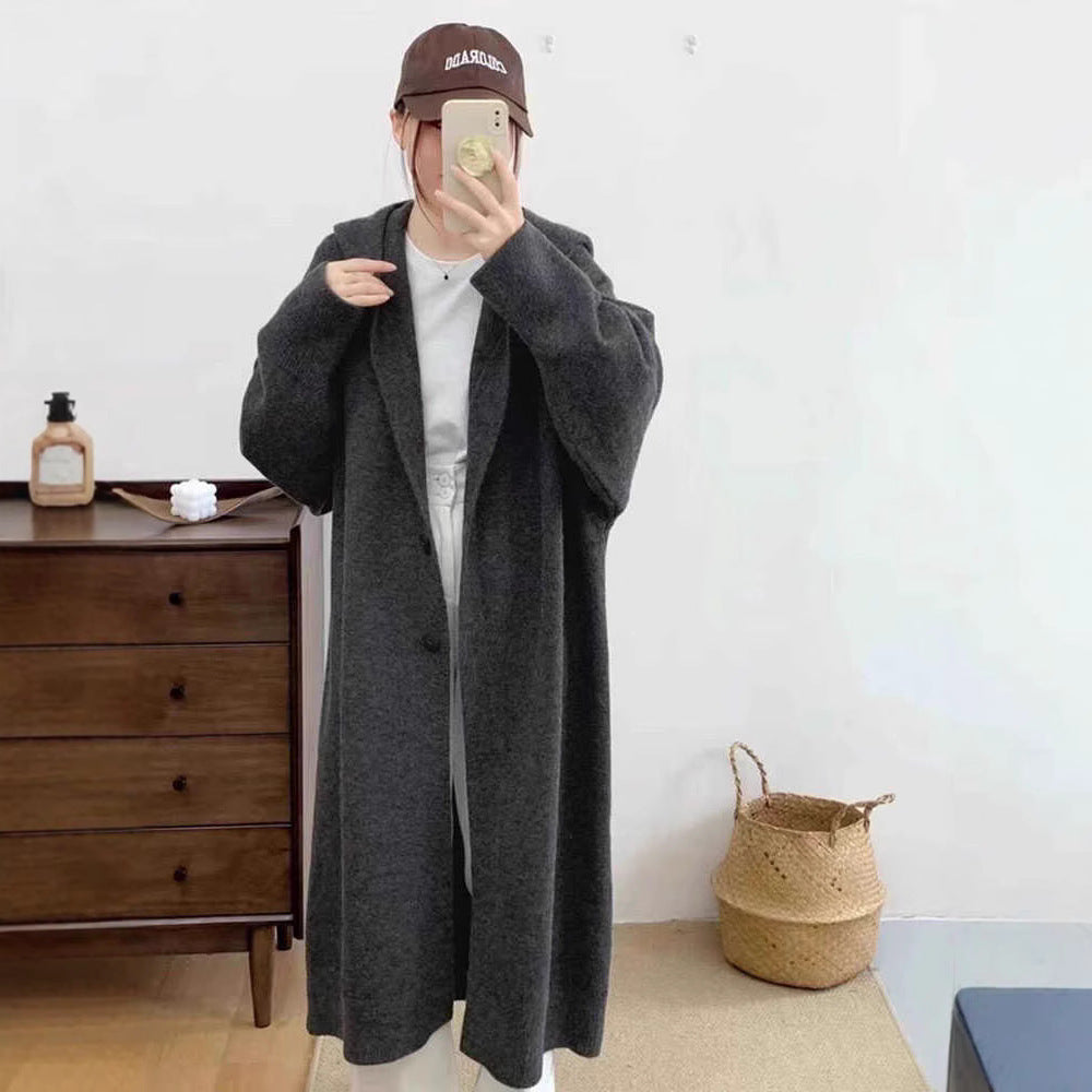 Women's Over-the-Knee Knit Cardigan Coat