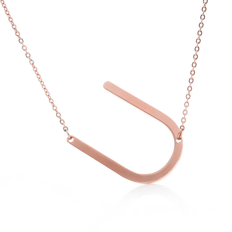 Rose Gold Plated Initial Letter Pendant Necklace