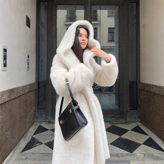 Hooded Maxi Coat for Women