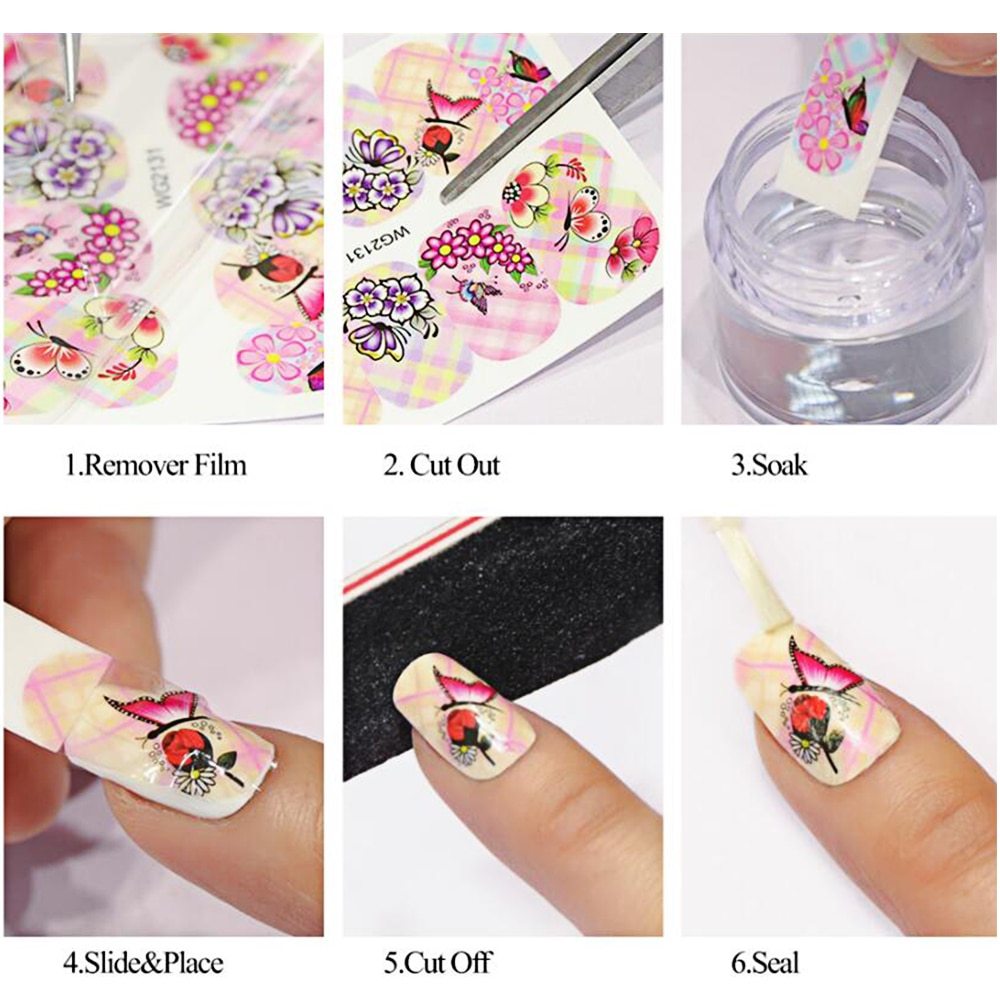 Butterfly Flower Nail Art Water Transfer Tattoo