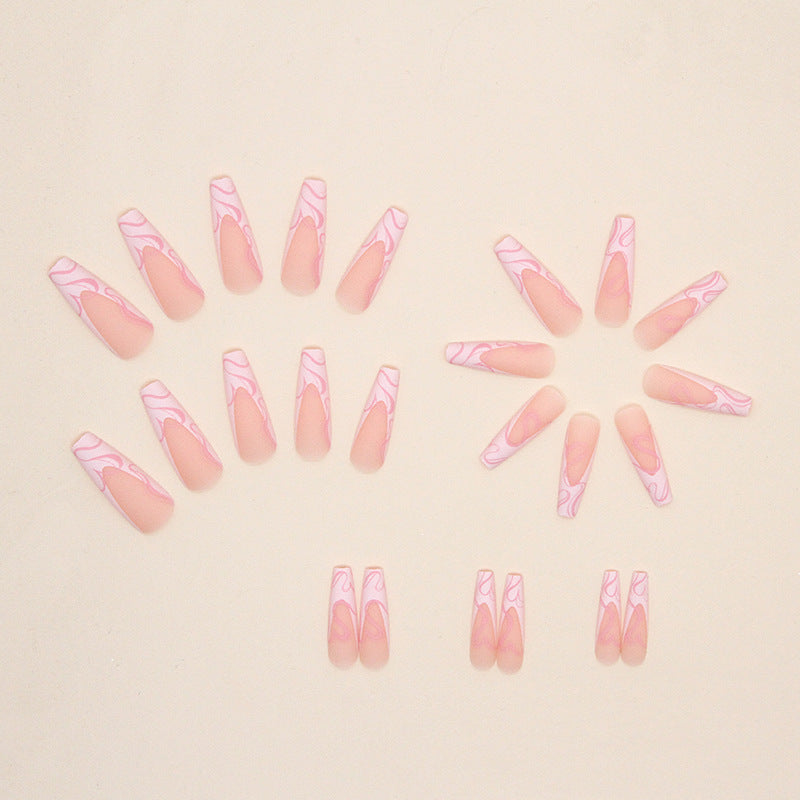 Cute Heart and Stripe Pattern Fake Nails