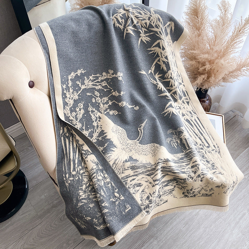 Elegant Ink Color Print Versatile Shawl