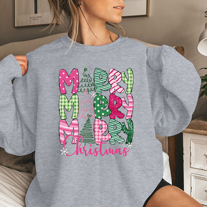 Festive Christmas Character Print Loose Fit Sweatshirt