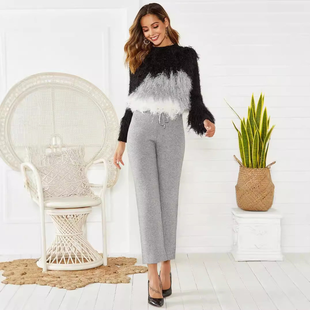 Warm & Slim Fit Mid-Waist Stretch Pants