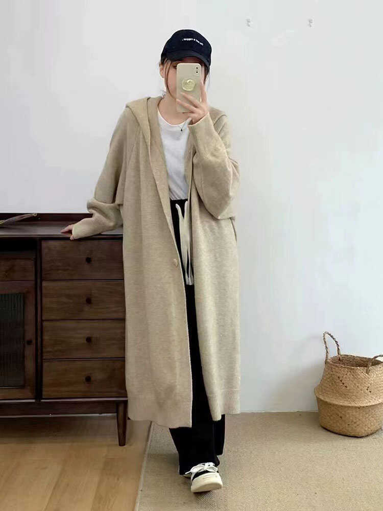 Women's Over-the-Knee Knit Cardigan Coat