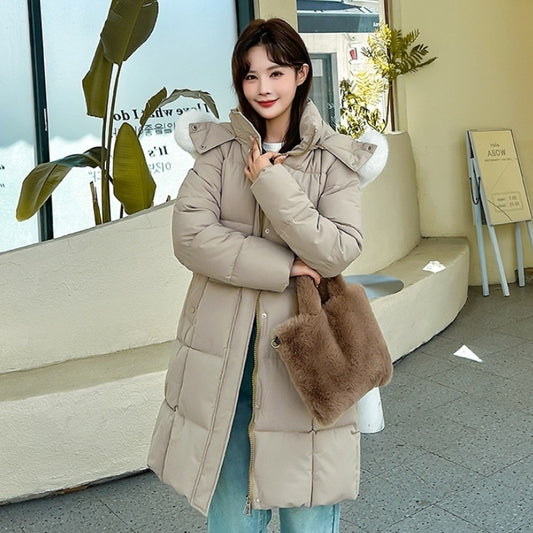 Korean Style Loose Down Jacket with Big Fur Trim