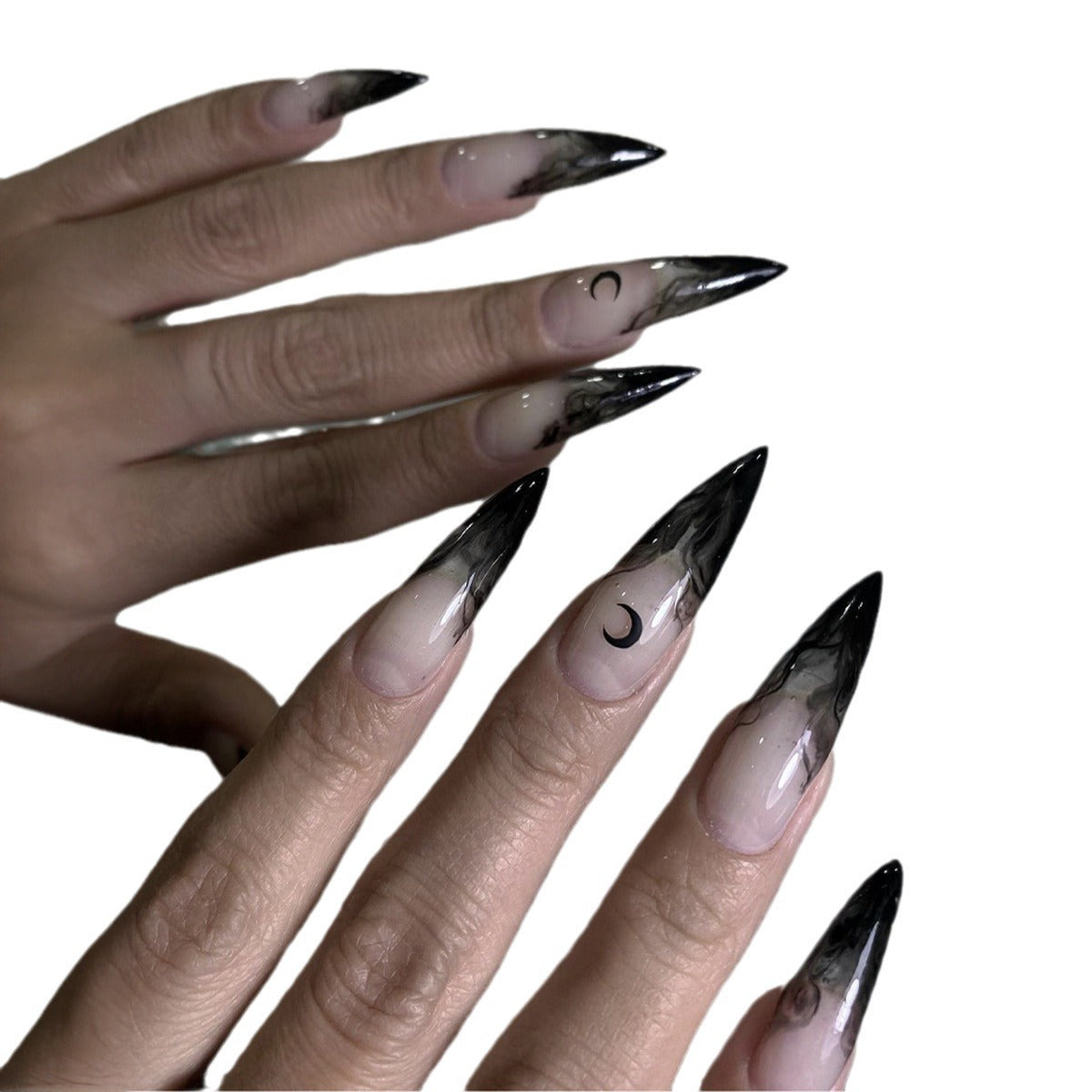 Spooky Ghost Design Fake Nails with Stickers