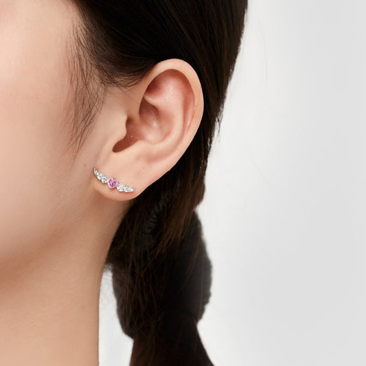 Light Luxury Zircon Heart Dangle Earrings