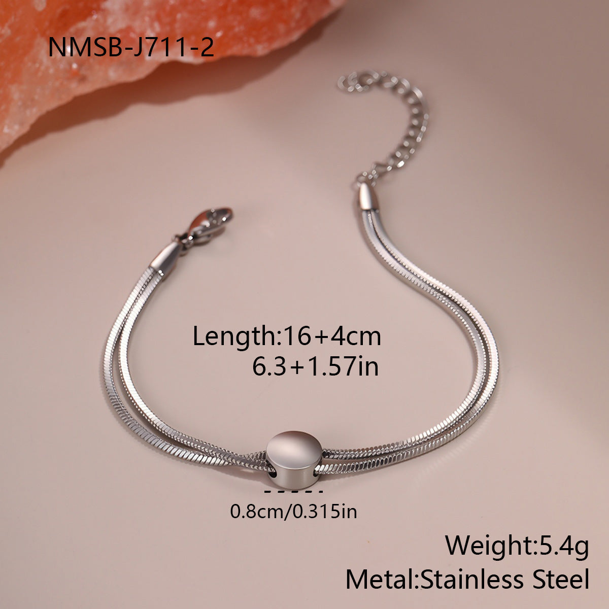Women's Minimalist 18K Gold Plated Titanium Snake Chain Bracelet